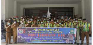 Bupati Alfedri Lepas Kontingen Jambore Porseni PGRI Kabupaten Siak