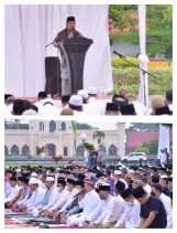 Pemkab Siak dan Masyarakat Kota Siak Sholat Idul Fitri 1443H di Lapangan Siak Bermadah