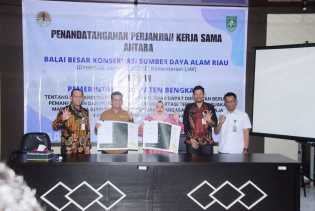 Bupati Kab.Bengkalis Kasmarni Menandatangani Kerjasama dengan Kepala BKSDA Riau