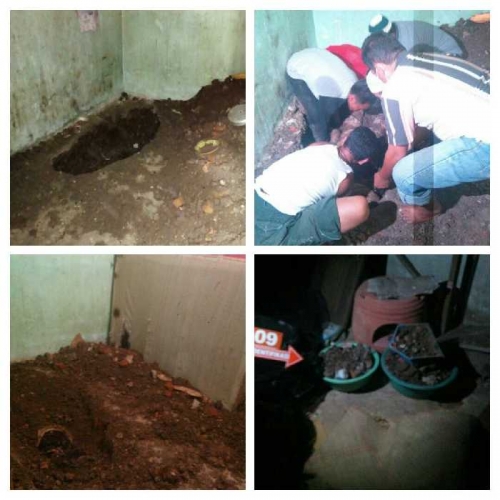 Berikut Foto Lubang Maut dan Proses Evakuasi Jasad Nenek Tiamah yang Ditemukan Terkubur di Kamarnya