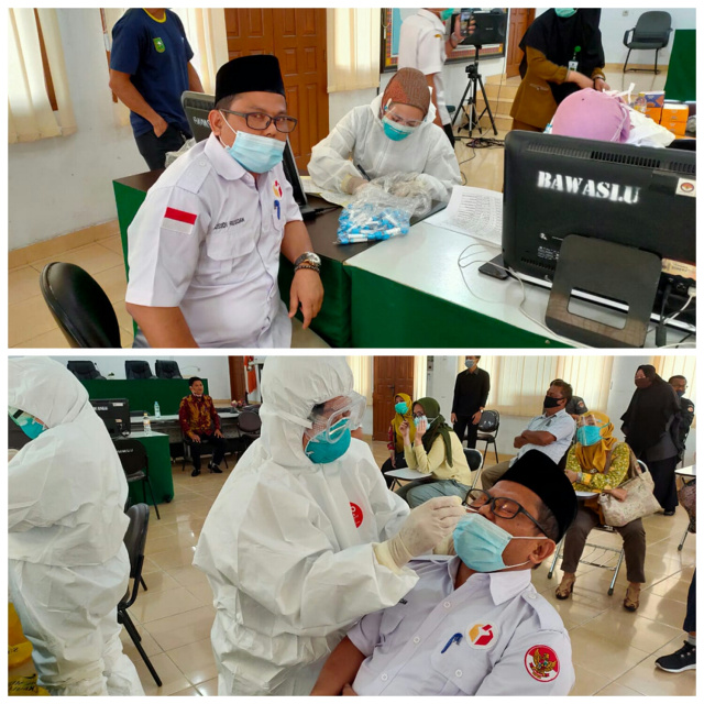 Pastikan Pengawas Bebas Covid-19 Komisioner dan Staff Bawaslu Riau Lakukan Swab Test