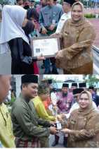 Semarak HUT Kab.Bengkalis ke 513,Bupati Kasmarni Serahkan Hadiah Lomba Permainan Tradisional