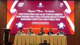 KPU Riau Tetapkan Perolehan Kursi dan Calon Anggota DPRD Terpilih Pemilu 2024