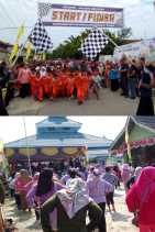 Camat Lubuk dalam Lepas Peserta Jalan Santai Hari Jadi Kampung Sialang Palas ke 26thn