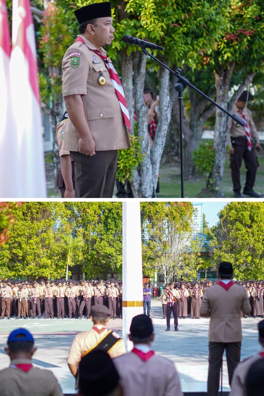 Wabub Siak Husni Merza hadiri dan jadi Pembina pada Upacara Pramuka Penegak di SMA.N1 Siak