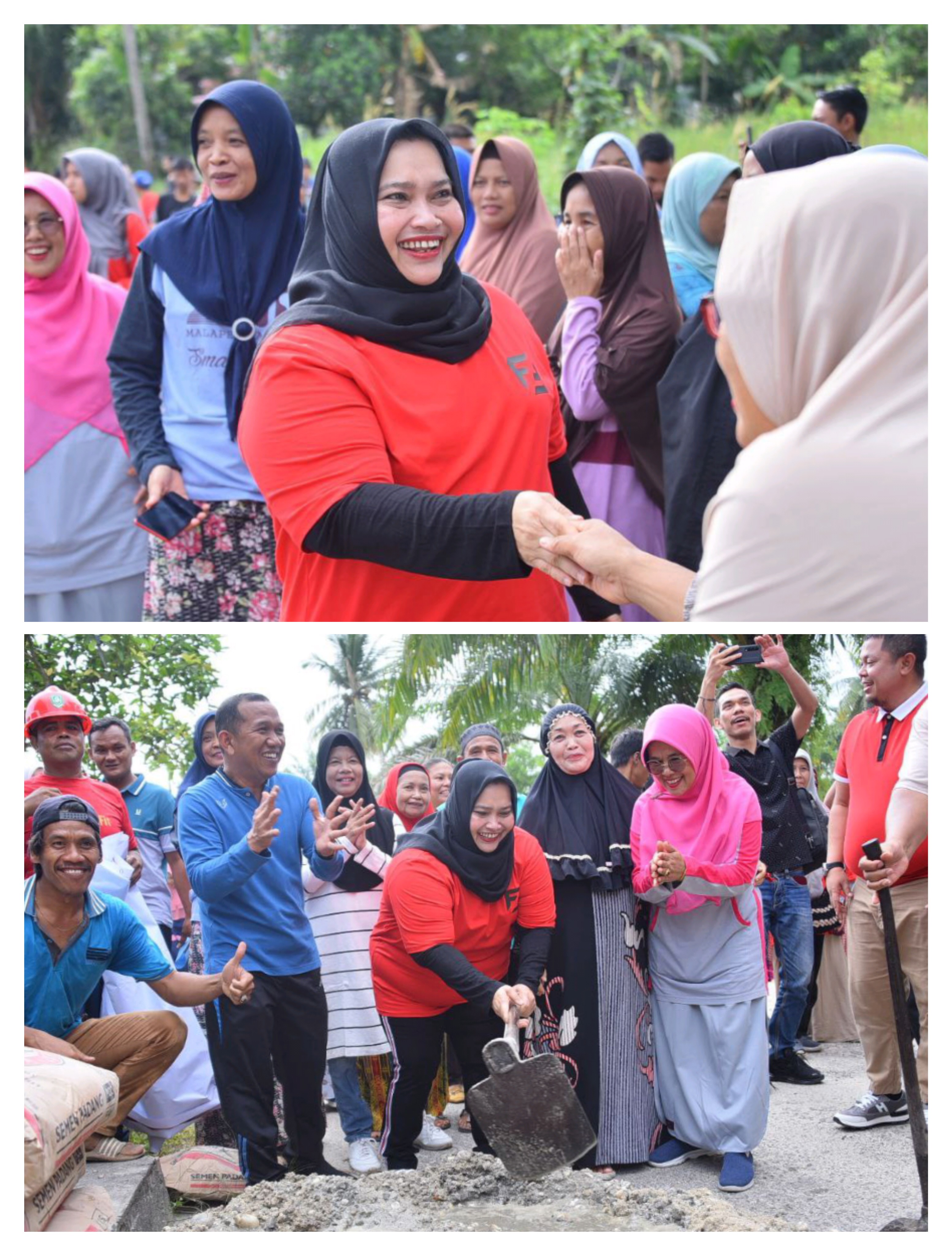 Bupati Kab.Bengkalis Kasmarni Gotong Royong Bersama Warga Kelurahan Pematang Pudu,Kec.Mandau