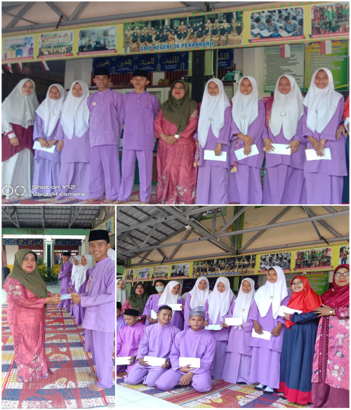 60 Anak Yatim dan Dhuafa SMPN 36 Pekanbaru Terima Bantuan Ramadhan