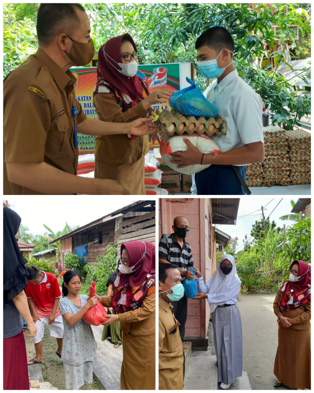 Peduli Sesama, SMAN 7 Pekanbaru Beri 43 Paket Sembako