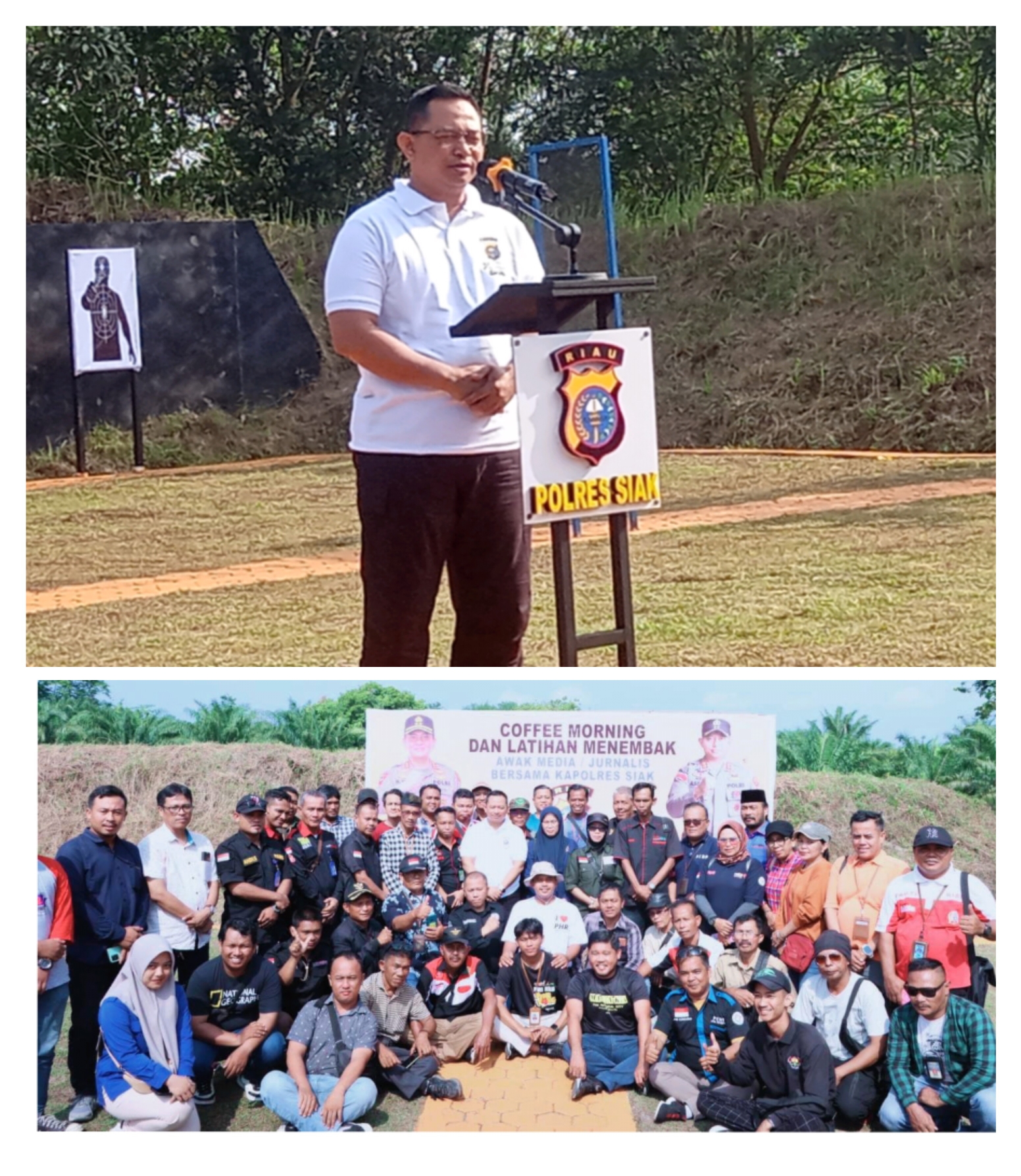 Jalin Silaturahmi,Kapolres Siak Coffee Morning dan Latihan Menembak bersama Awak Media