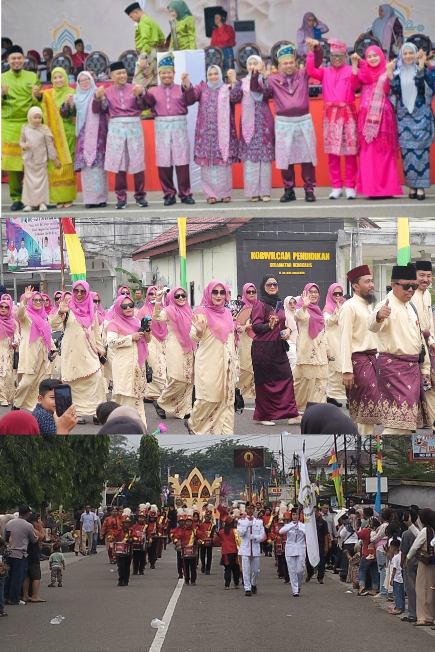 Gubri Abdul Wahid Lepas Peserta Pawai Ta'aruf MTQ Provinsi Riau ke43 yang di Laksanakan di Bengkalis