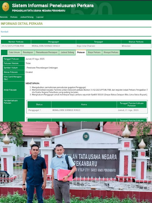Aktivis Anti-Korupsi Cabut Gugatan SKPI SMP Bupati Rohil di PTUN Pekanbaru