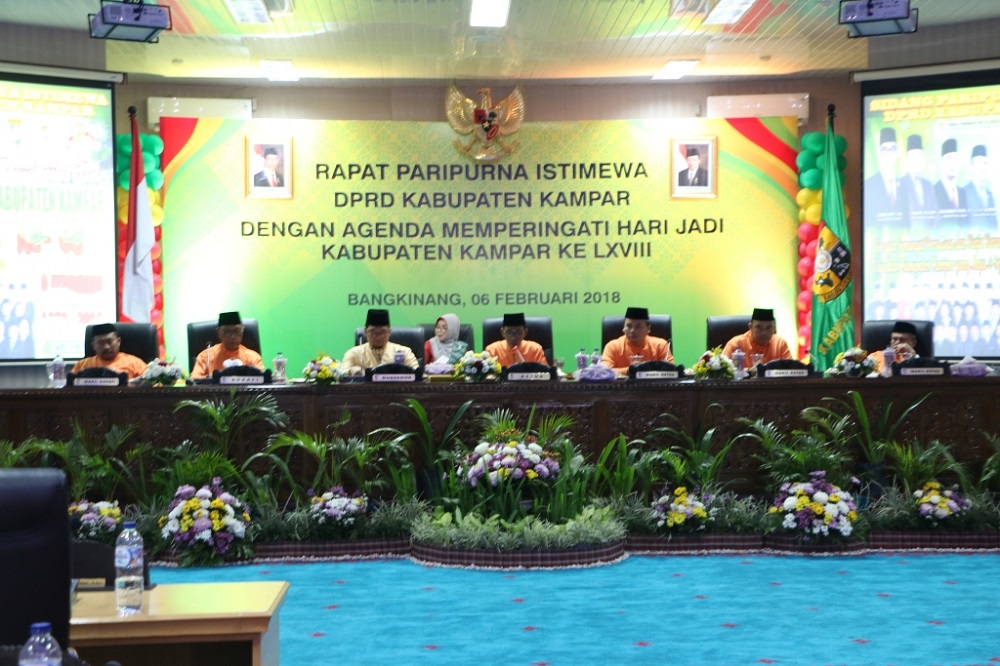 Rapat Paripurna Istimewa DPRD Kampar Dalam Rangka Hari Jadi Kabupaten Kampar Berjalan Lancar